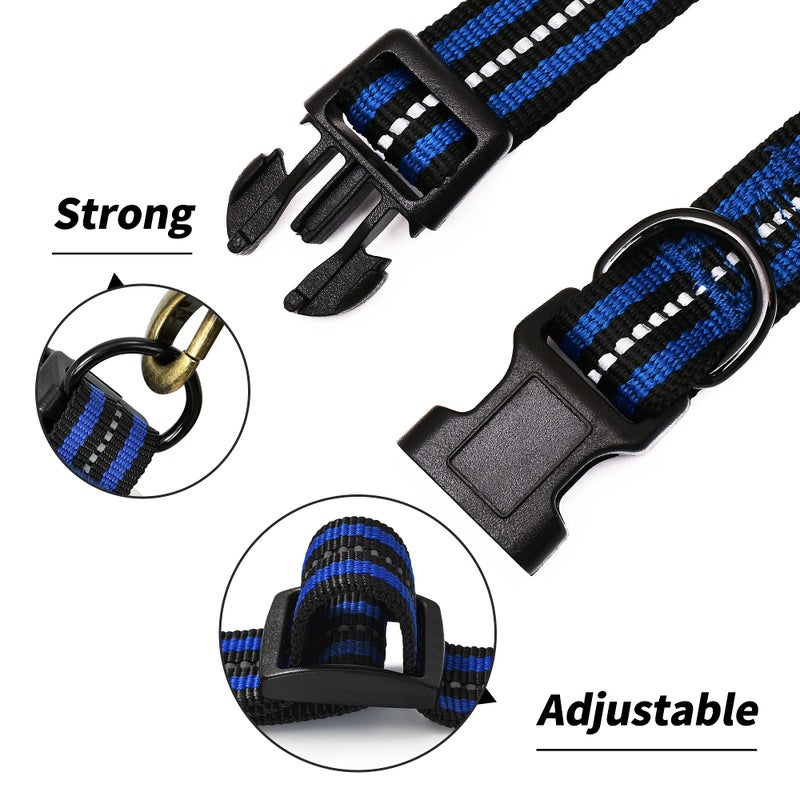 Mile High Life Reflective Dog Collar | Nylon Pet Collars wiith Buckle | Light Weight Puppy Collars | Blue Dog Collars for Small Dogs (Blue, S) - Image 4